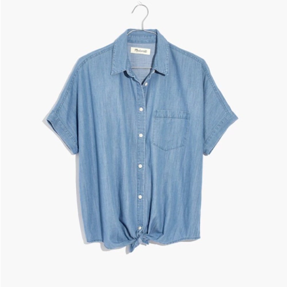 Madewell Denim Short-Sleeve Tie-Front Shirt